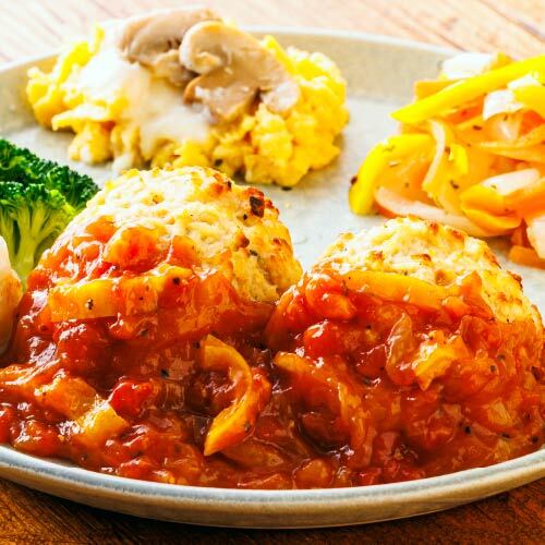 ふんわり洋風つくねと野菜のラタトゥイユソース