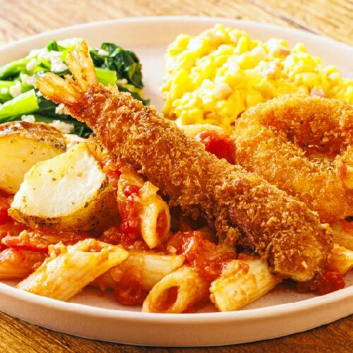 メガ盛り 魚介味わう海老イカＷフライ