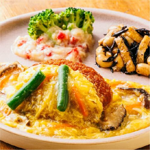 和風だし香る ぷりぷり海老かつ卵とじ